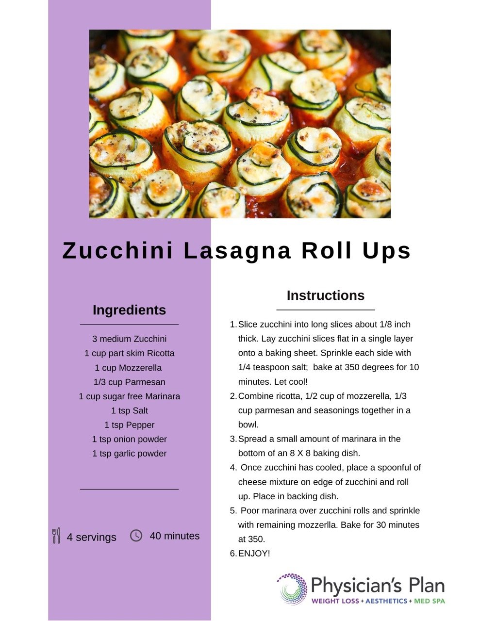 Zucchini Lasagna Roll Ups (8.5 × 11 in) Large