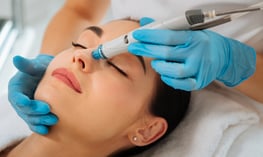 A women getting a hydrafacial.  