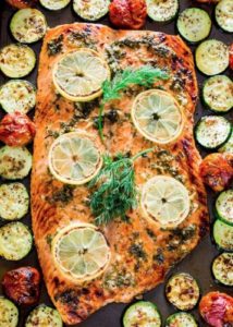 Easy Honey Garlic Salmon and Veggies Sheet Pan Dinner